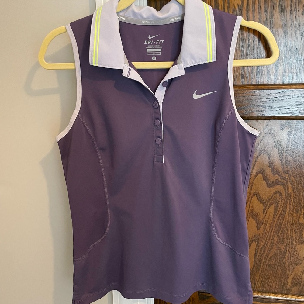 Nike Purple Dri-FIT Sleeveless Polo Tank with Light Lavender Collar